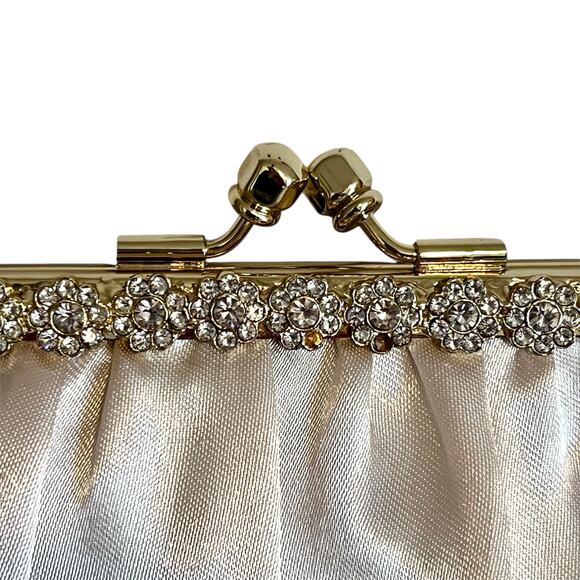 Jessica McClintock Vintage Satin Evening Bag Rhinestone Kiss Lock Purse NWT - Picture 3 of 8